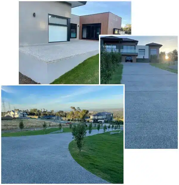 Premium exposed aggregate concrete driveway in Melbourne