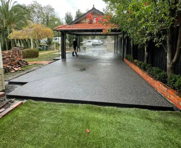Close detail of professional concrete finishing